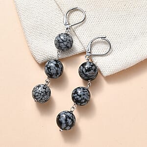 EverTrue Snow Flake Obsidian 40.00 ctw Earrings in Stainless Steel