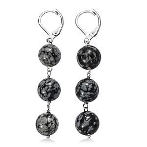 EverTrue Snow Flake Obsidian 40.00 ctw Earrings in Stainless Steel
