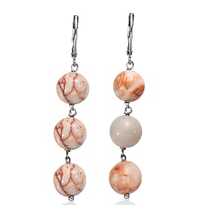 EverTrue Pink Web Jasper 40.00 ctw Earrings in Stainless Steel