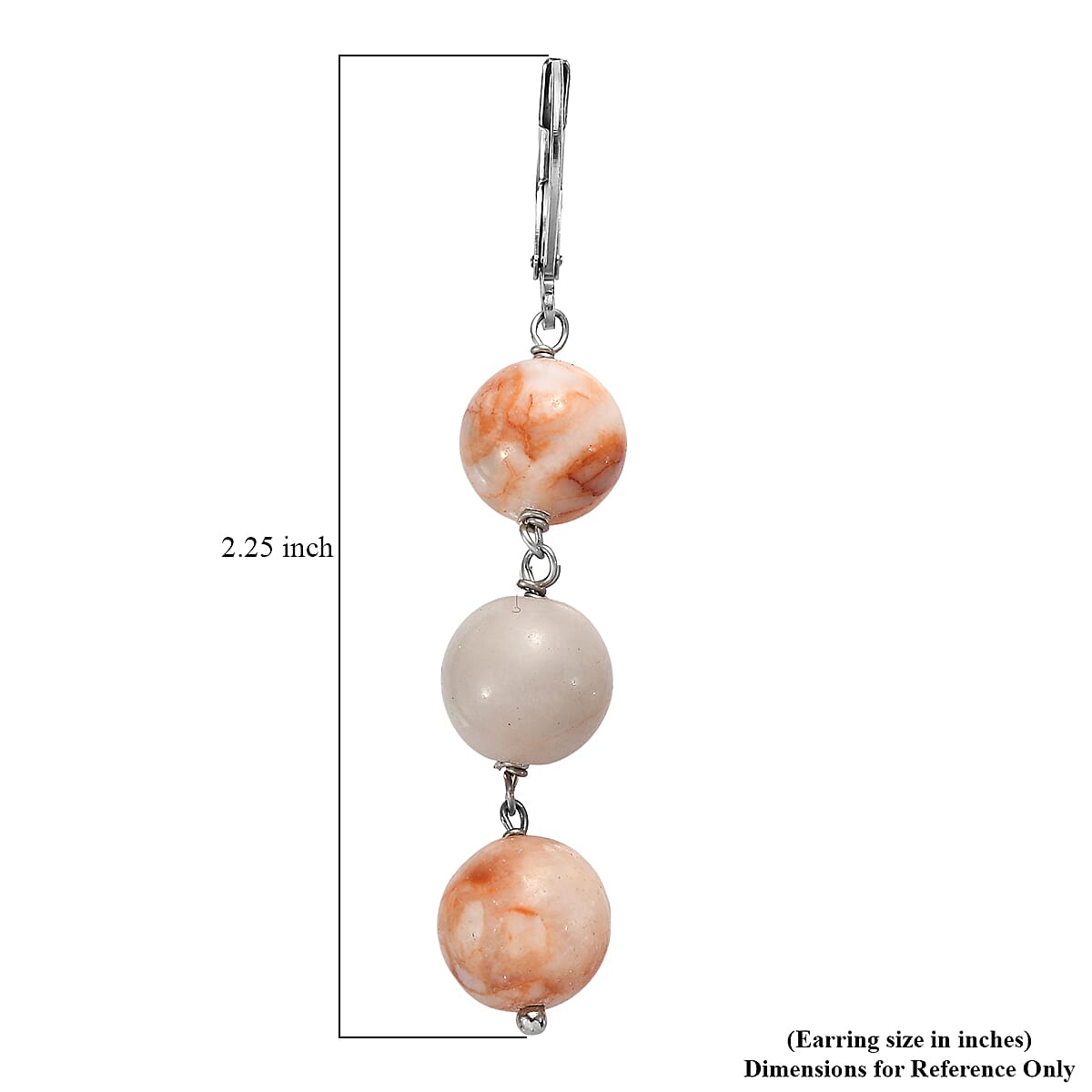 EverTrue Pink Web Jasper 40.00 ctw Earrings in Stainless Steel image number 4