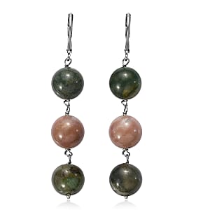 EverTrue Moss Agate 40.00 ctw Earrings in Stainless Steel