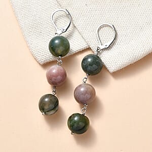 EverTrue Moss Agate 40.00 ctw Earrings in Stainless Steel