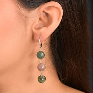 EverTrue Moss Agate 40.00 ctw Earrings in Stainless Steel