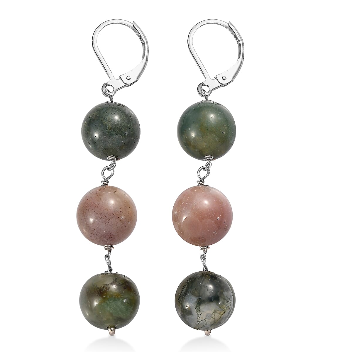 EverTrue Moss Agate 40.00 ctw Earrings in Stainless Steel image number 3
