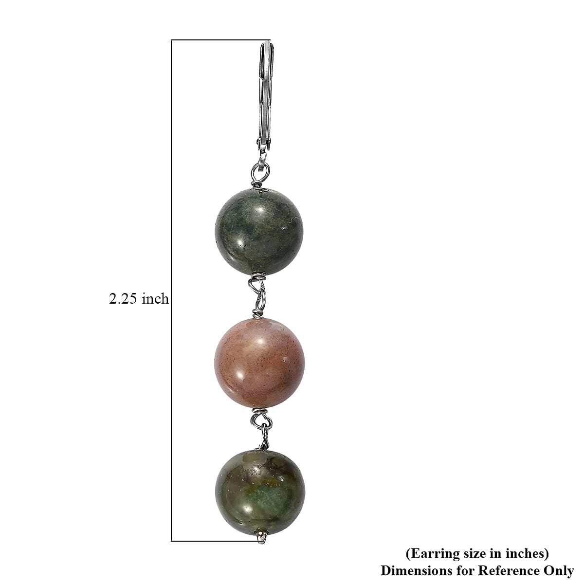 EverTrue Moss Agate 40.00 ctw Earrings in Stainless Steel image number 4
