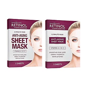 Retinol Vitamin Enriched 15 Minute Anti-Aging Sheet Mask (5 Sheet Masks) Made in US (Ships in 5-7 Days)