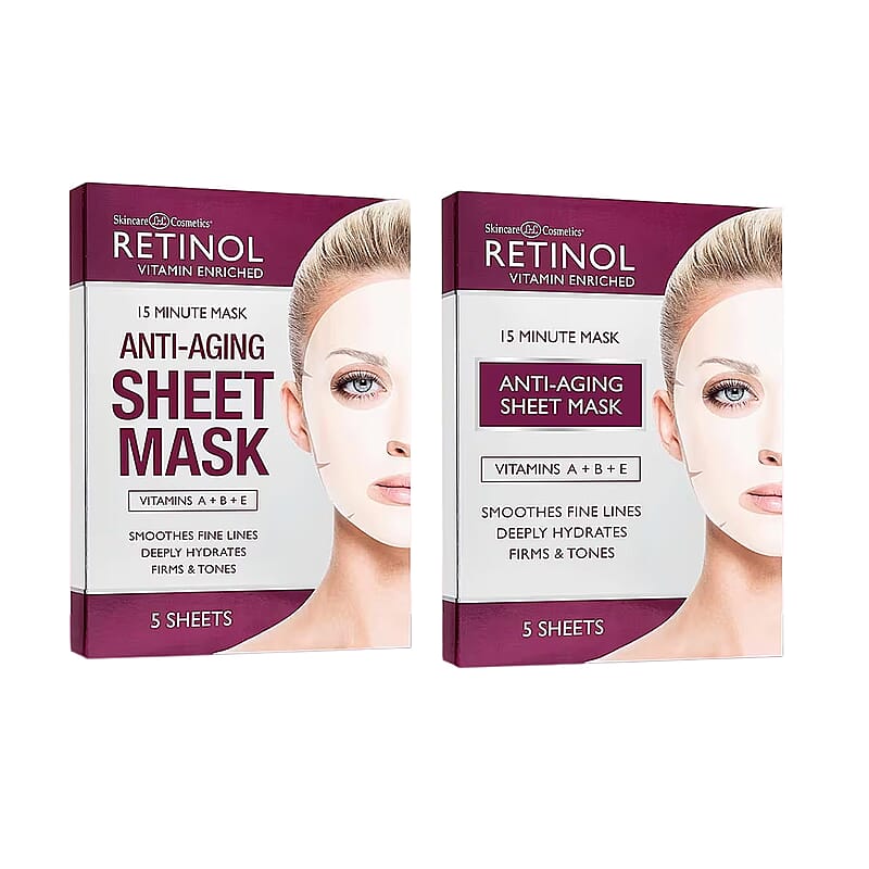 Retinol Vitamin Enriched 15 Minute Anti-Aging Sheet Mask (5 Sheet Masks) Made in US