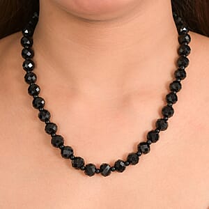 EverTrue Black Spinel and Black Obsidian 230.00 ctw Beaded Necklace (18 Inches) in Stainless Steel
