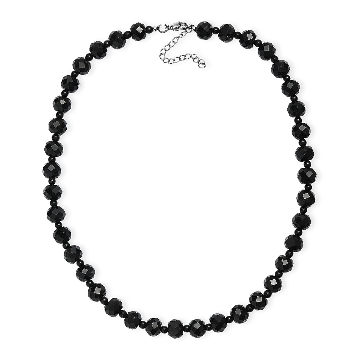 EverTrue Black Spinel and Black Obsidian 230.00 ctw Beaded Necklace (18 Inches) in Stainless Steel image number 3