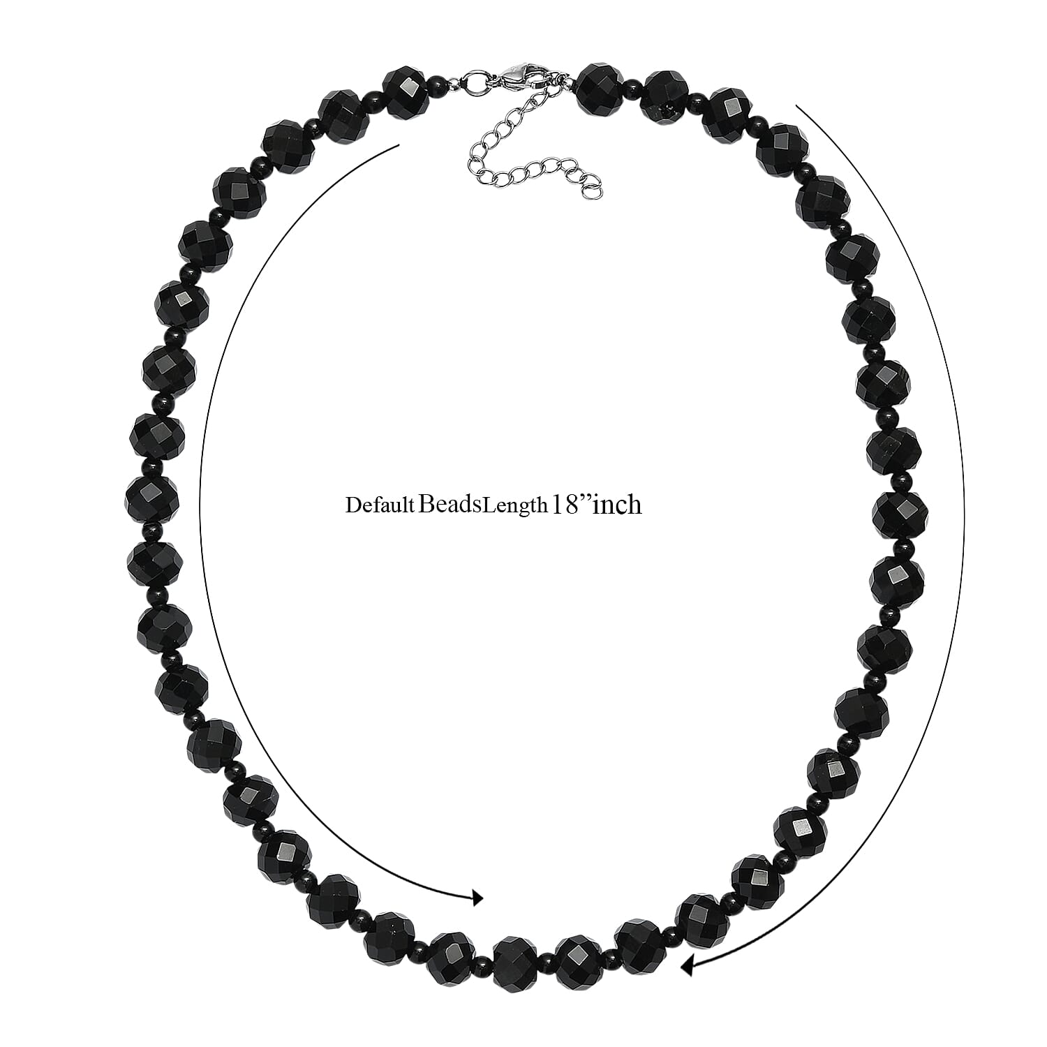 EverTrue Black Spinel and Black Obsidian 230.00 ctw Beaded Necklace (18 Inches) in Stainless Steel