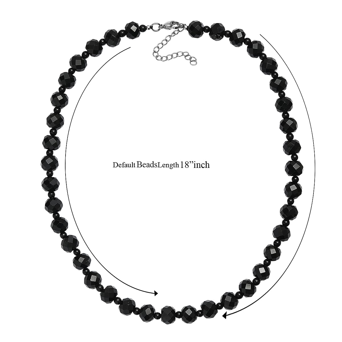 EverTrue Black Spinel and Black Obsidian 230.00 ctw Beaded Necklace (18 Inches) in Stainless Steel image number 5