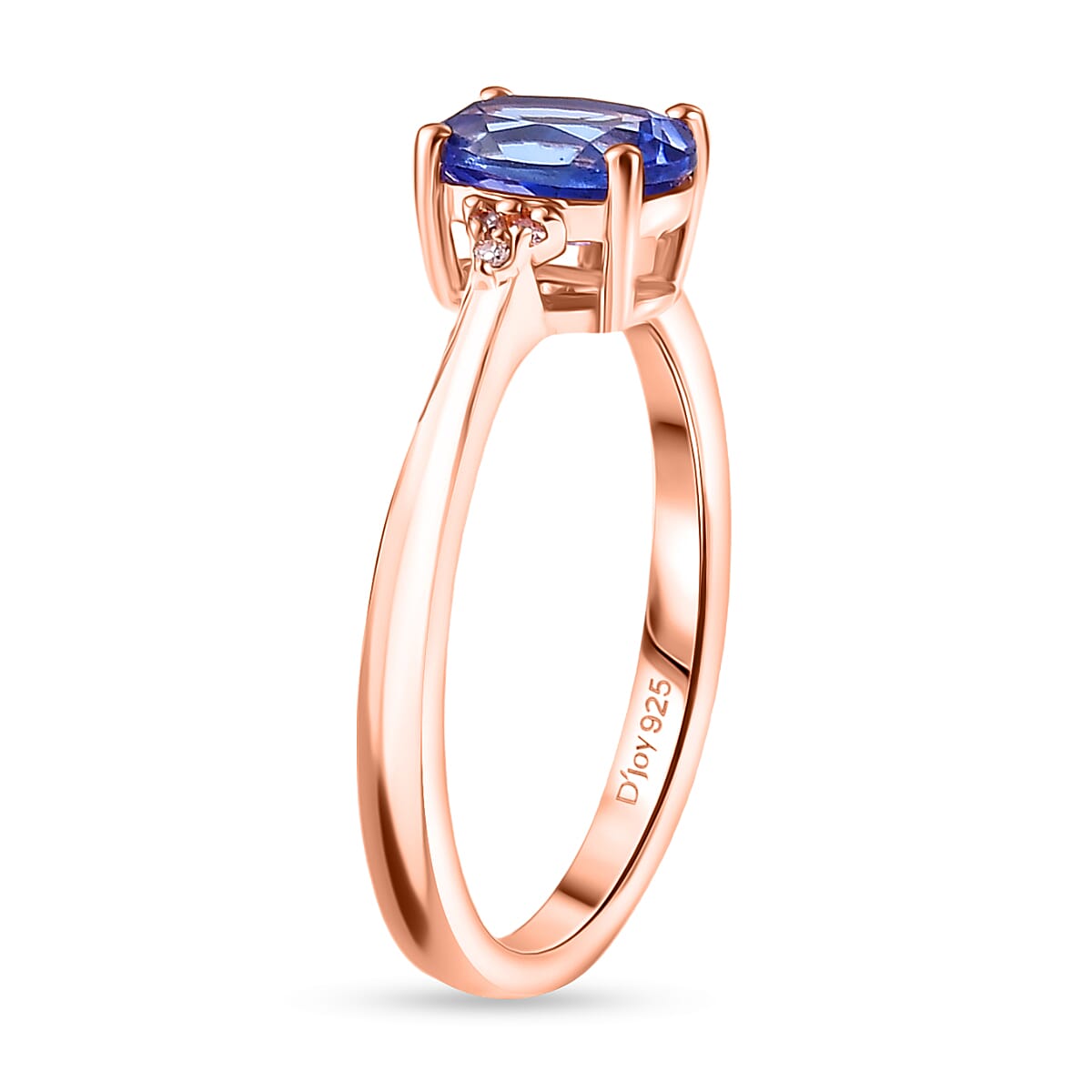 D'Joy AAA Tanzanite and Natural Pink Diamond I3 1.10 ctw Ring in 18K Vermeil Rose Gold Over Sterling Silver (Size 10.0) image number 3