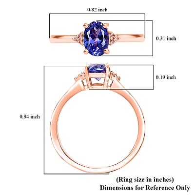 D'Joy AAA Tanzanite, Natural Pink Diamond Ring in 18K Vermeil RG Over Sterling Silver 1.10 ctw (Size 5.0)