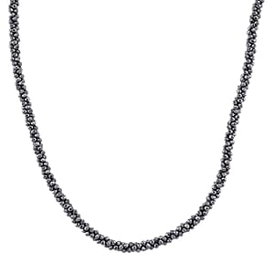 Doorbuster Terahertz 80.00 ctw Beaded 3 Row Twisted Necklace in Stainless Steel 18-20 Inches