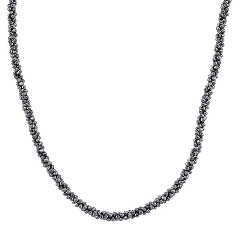 Terahertz 80.00 ctw Beaded 3 Row Twisted Necklace in Stainless Steel 18-20 Inches