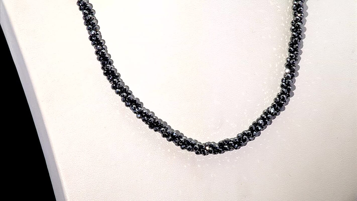 Terahertz 80.00 ctw Beaded 3 Row Twisted Necklace in Stainless Steel 18-20 Inches