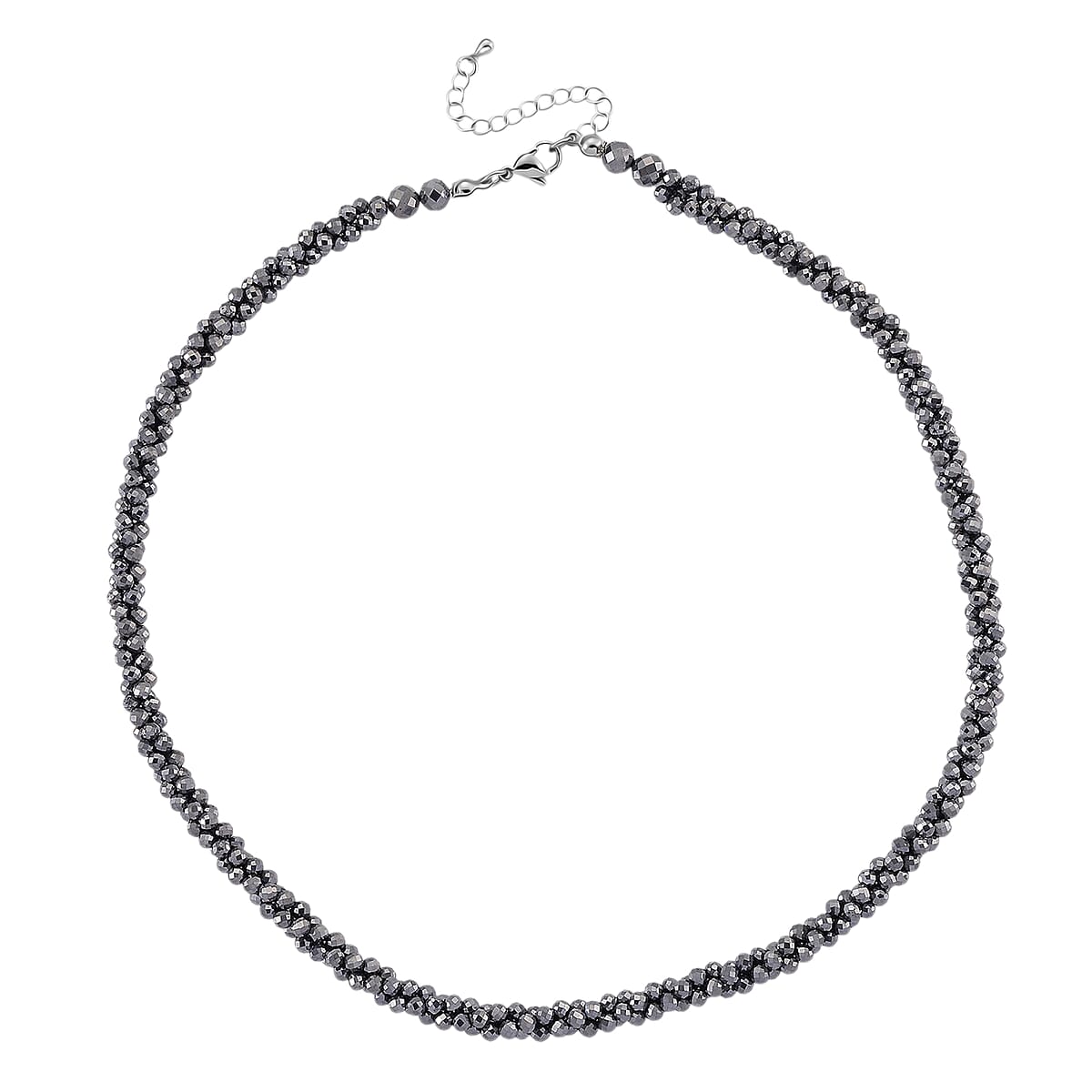 Doorbuster Terahertz 80.00 ctw Beaded 3 Row Twisted Necklace in Stainless Steel 18-20 Inches image number 3