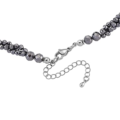 Terahertz 80.00 ctw Beaded 3 Row Twisted Necklace in Stainless Steel 18-20 Inches