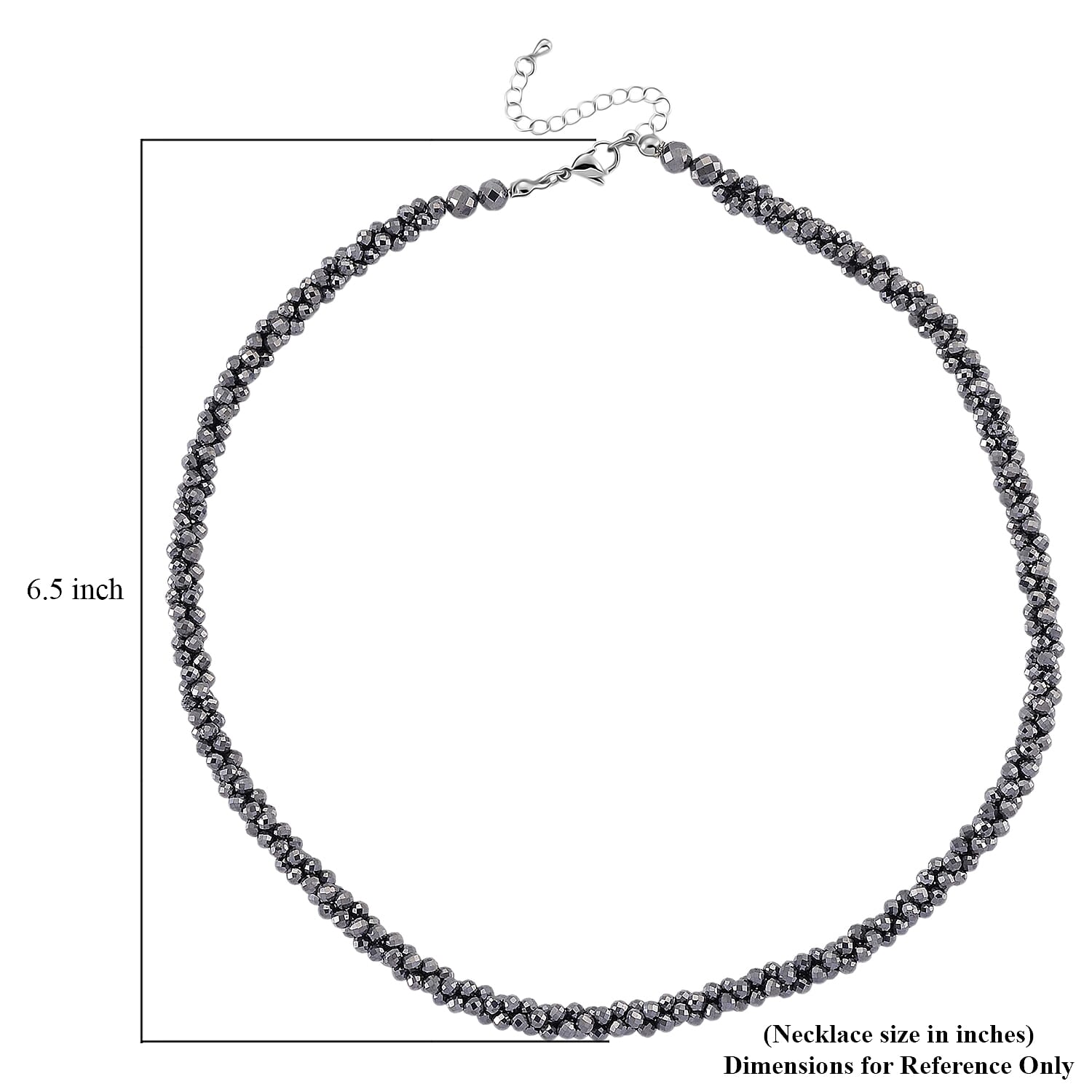 Terahertz 80.00 ctw Beaded 3 Row Twisted Necklace in Stainless Steel 18-20 Inches