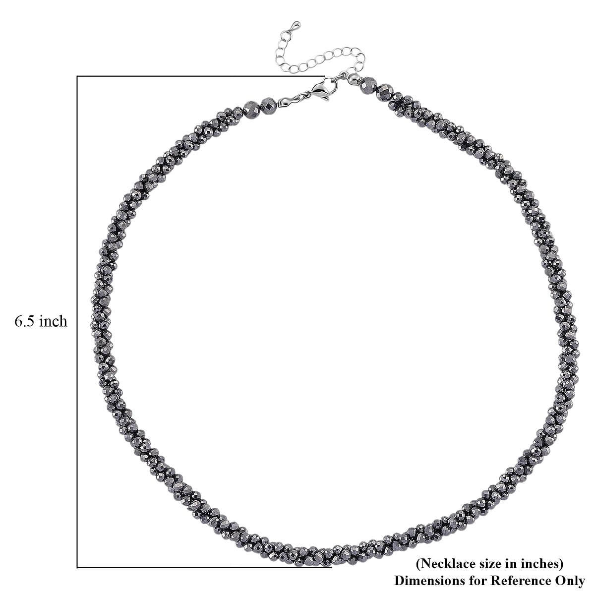 Doorbuster Terahertz 80.00 ctw Beaded 3 Row Twisted Necklace in Stainless Steel 18-20 Inches image number 6