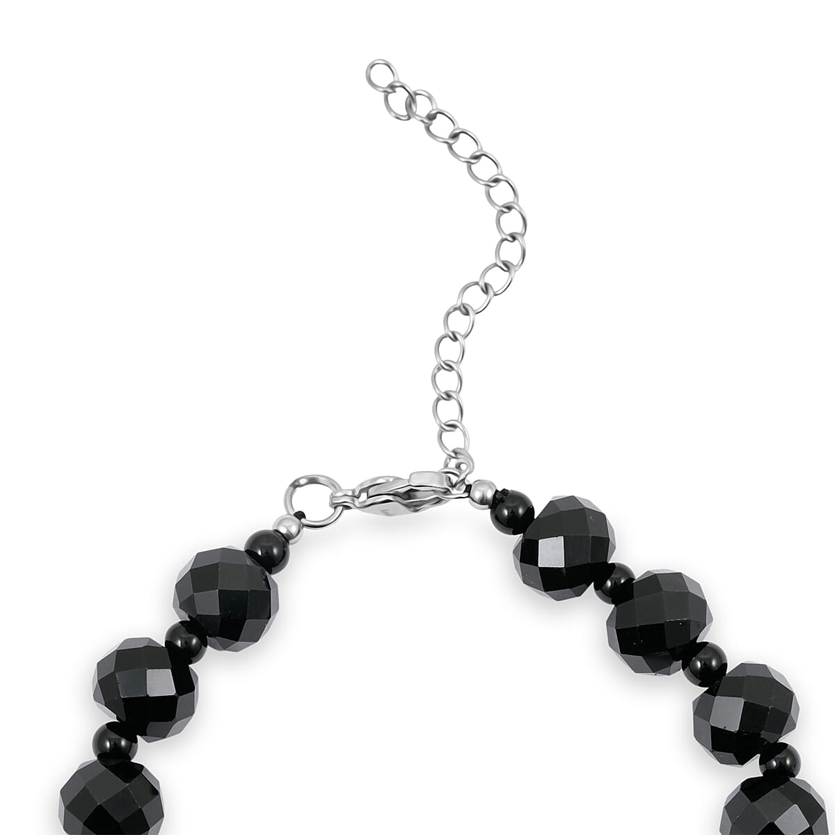 EverTrue Thai Black Spinel and Black Obsidian 80.00 ctw Beaded Bracelet in Stainless Steel (7.25 In) image number 4
