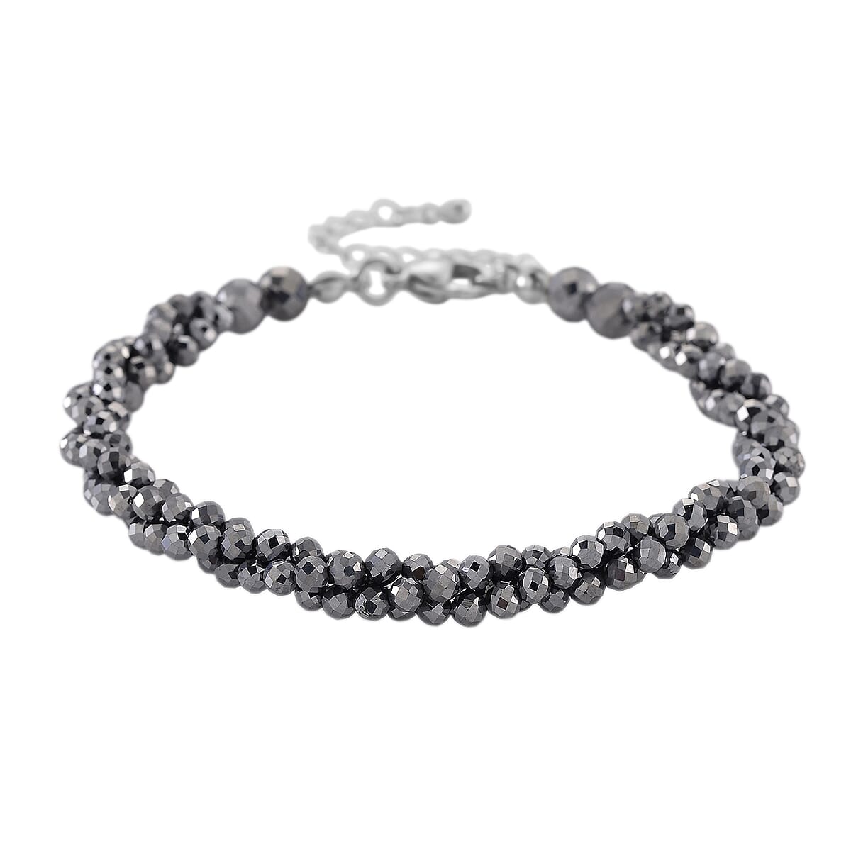 Doorbuster Terahertz 35.00 ctw Beaded 3 Row Twisted Bracelet in Stainless Steel (7-9In) image number 0