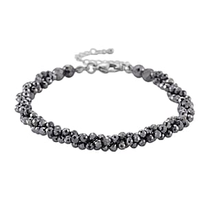 Doorbuster Terahertz 35.00 ctw Beaded 3 Row Twisted Bracelet in Stainless Steel (7-9In)