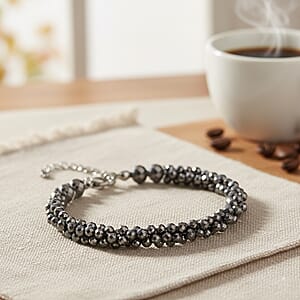 Doorbuster Terahertz 35.00 ctw Beaded 3 Row Twisted Bracelet in Stainless Steel (7-9In)