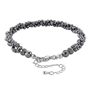 Doorbuster Terahertz 35.00 ctw Beaded 3 Row Twisted Bracelet in Stainless Steel (7-9In)