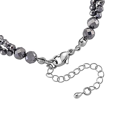 Terahertz 35.00 ctw Beaded 3 Row Twisted Bracelet in Stainless Steel (7-9In)