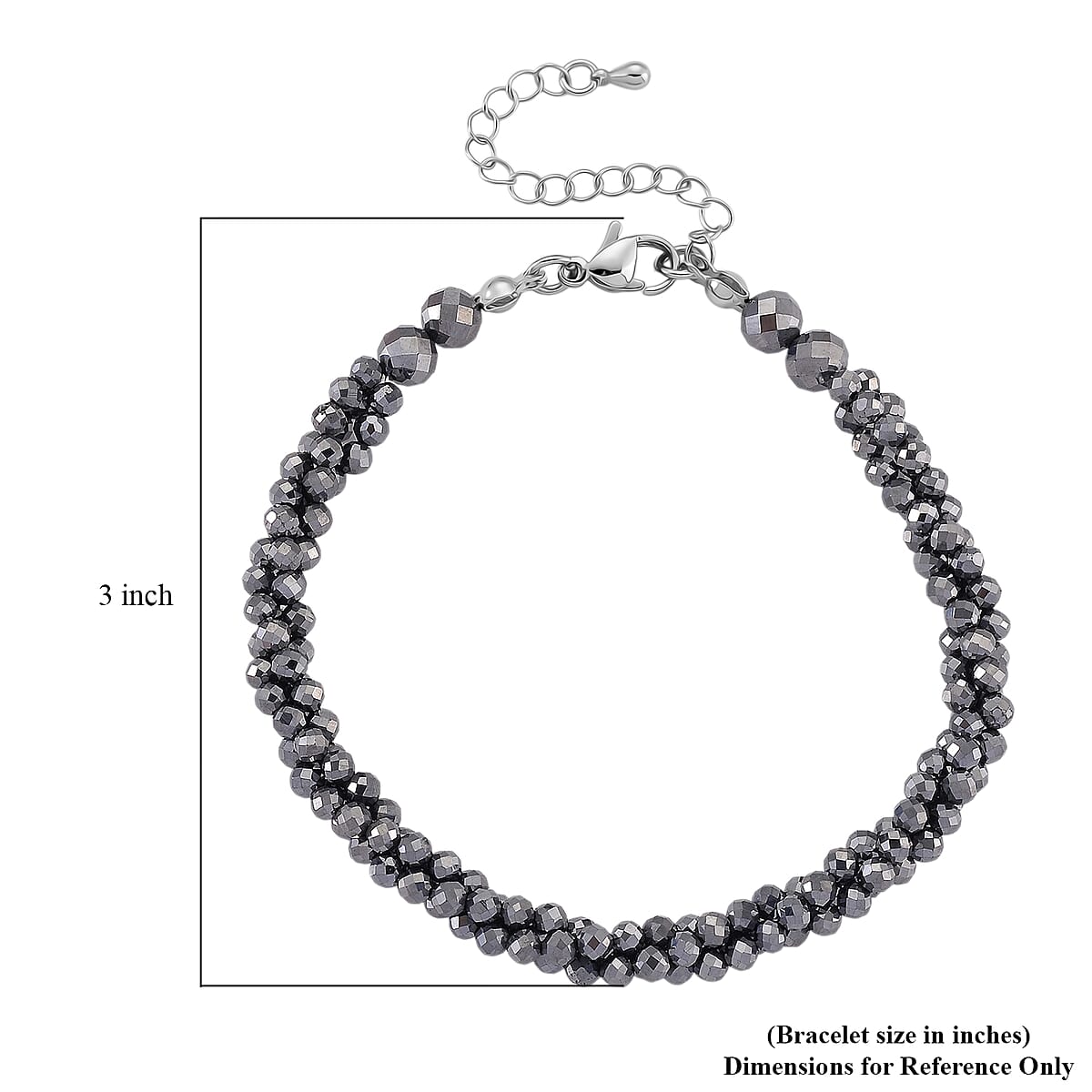 Doorbuster Terahertz 35.00 ctw Beaded 3 Row Twisted Bracelet in Stainless Steel (7-9In) image number 5