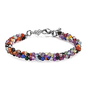 EverTrue Multi Gemstone 50.00 ctw Bracelet in Stainless Steel (7.25-9.25In)