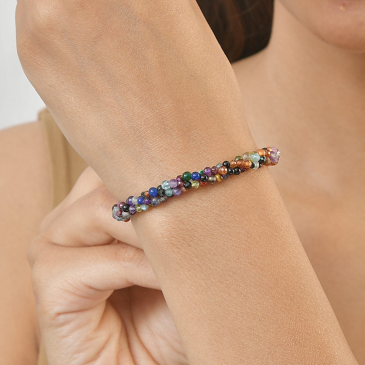 EverTrue Multi Gemstone 50.00 ctw Bracelet in Stainless Steel (7.25-9.25In) image number 2