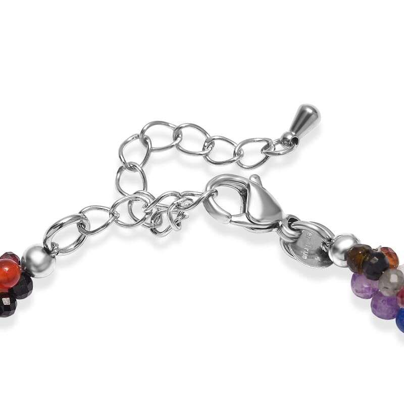 EverTrue Multi Gemstone 50.00 ctw Bracelet in Stainless Steel (7.25-9.25In)