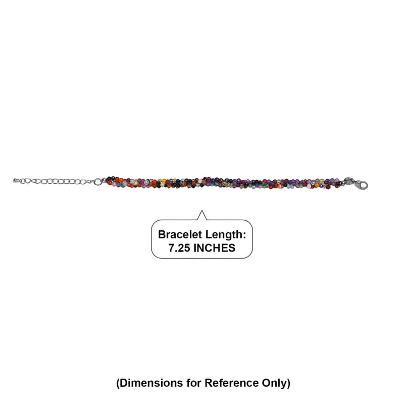 EverTrue Multi Gemstone 50.00 ctw Bracelet in Stainless Steel (7.25-9.25In)