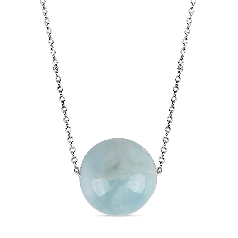 Aquamarine 12.00 ctw Beaded Necklace in Stainless Steel 20 Inches