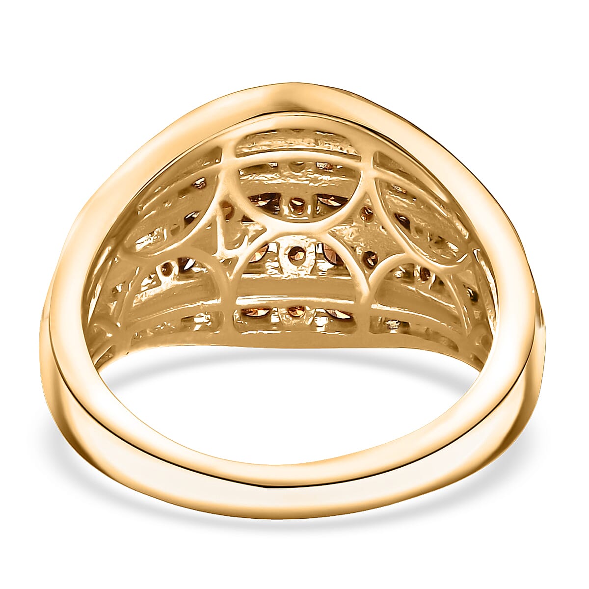 Luxuriant Lab Grown Red Diamond (IR) SI 1.50 ctw Multi Row Ring in 18K Vermeil Yellow Gold Over Sterling Silver (Size 7.0) image number 4