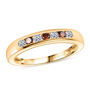 Luxuriant Lab Grown Red Diamond (IR) and Lab Grown Diamond 0.33 ctw Fire & Frost Band Ring in 18K Vermeil Yellow Gold Over Sterling Silver (Size 10.0)