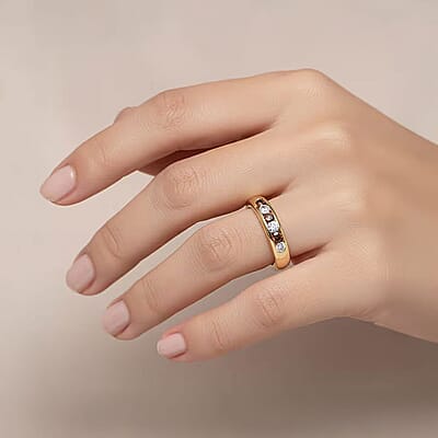 Luxuriant Lab Grown Red Diamond (IR) and Lab Grown Diamond 0.33 ctw Fire & Frost Band Ring in 18K Vermeil Yellow Gold Over Sterling Silver (Size 10.0)