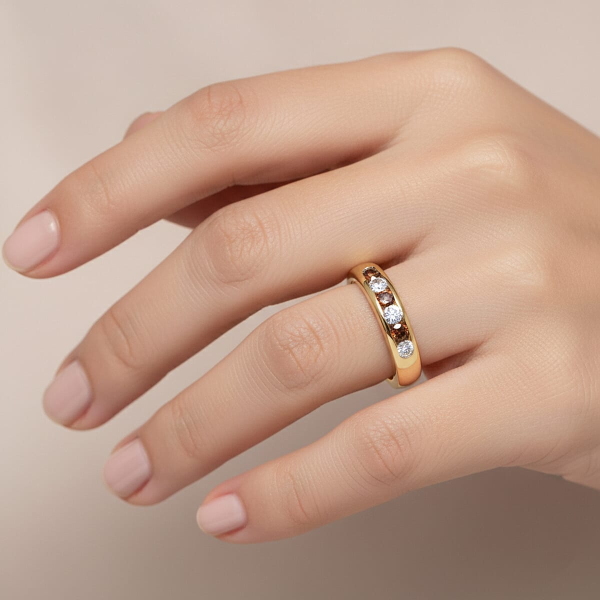 Luxuriant Lab Grown Red Diamond (IR), Lab Grown Diamond Ring in 18K Vermeil YG Over Sterling Silver (Size 10.0) 0.32 ctw image number 2