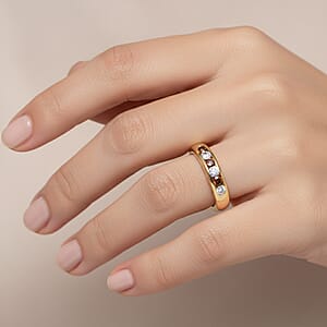 Luxuriant Lab Grown Red Diamond (IR) and Lab Grown Diamond 0.33 ctw Fire & Frost Band Ring in 18K Vermeil Yellow Gold Over Sterling Silver (Size 10.0)