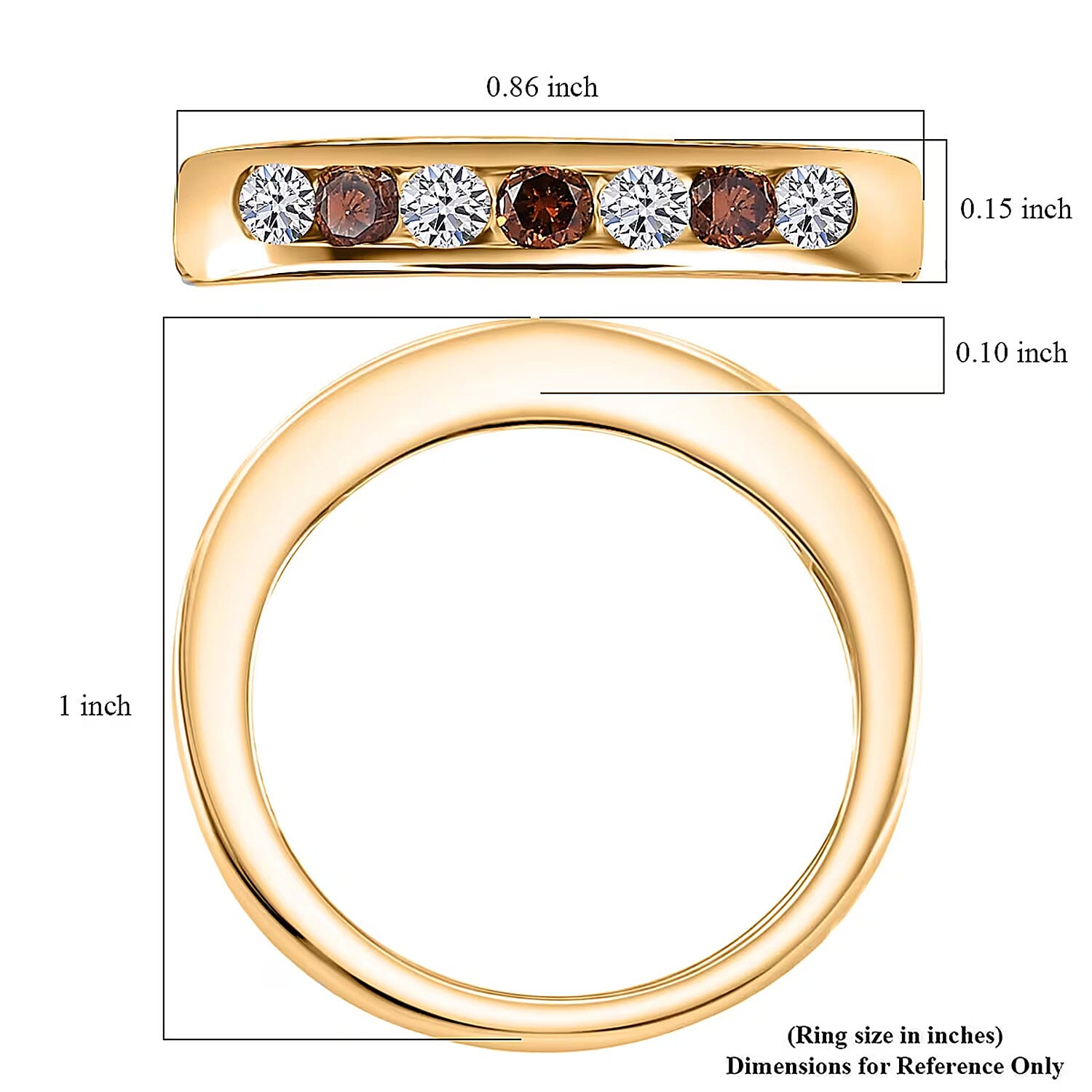 Luxuriant Lab Grown Red Diamond (IR) and Lab Grown Diamond 0.33 ctw Fire & Frost Band Ring in 18K Vermeil Yellow Gold Over Sterling Silver (Size 10.0)