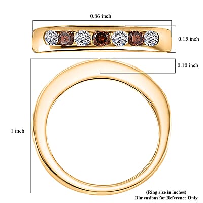 Luxuriant Lab Grown Red Diamond (IR) and Lab Grown Diamond 0.33 ctw Fire & Frost Band Ring in 18K Vermeil Yellow Gold Over Sterling Silver (Size 10.0)