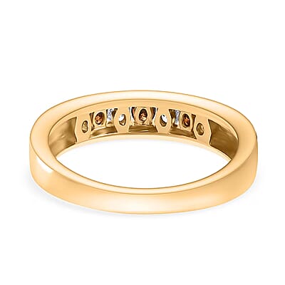 Luxuriant Lab Grown Red Diamond (IR) and Lab Grown Diamond 0.33 ctw Fire & Frost Band Ring in 18K Vermeil Yellow Gold Over Sterling Silver (Size 10.0)