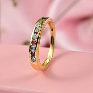 Luxuriant Lab Grown Red Diamond (IR) and Lab Grown Diamond 0.33 ctw Fire & Frost Band Ring in 18K Vermeil Yellow Gold Over Sterling Silver (Size 6.0)
