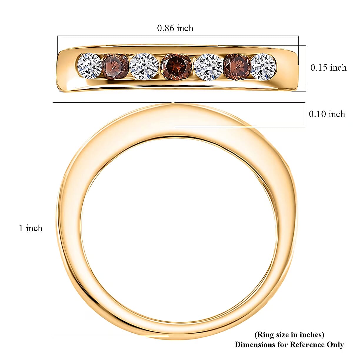 Luxuriant Lab Grown Red Diamond (IR) and Lab Grown Diamond 0.33 ctw Fire & Frost Band Ring in 18K Vermeil Yellow Gold Over Sterling Silver (Size 7.0) image number 6