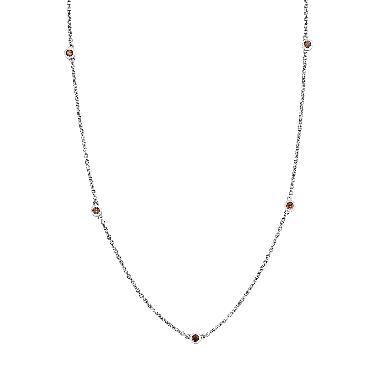 Luxuriant Lab Grown Red Diamond (IR) 0.35 ctw Firelight Station Necklace 20 Inches in Rhodium Over Sterling Silver image number 0