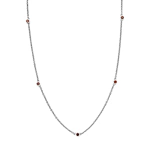 Luxuriant Lab Grown Red Diamond (IR) 0.35 ctw Firelight Station Necklace 20 Inches in Rhodium Over Sterling Silver