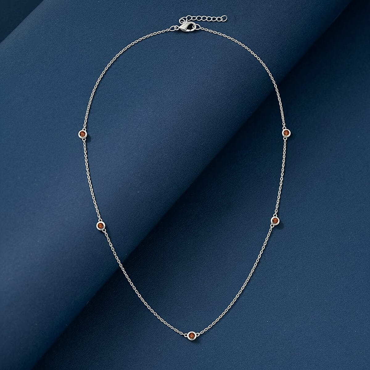 Luxuriant Lab Grown Red Diamond (IR) 0.35 ctw Firelight Station Necklace 20 Inches in Rhodium Over Sterling Silver image number 1