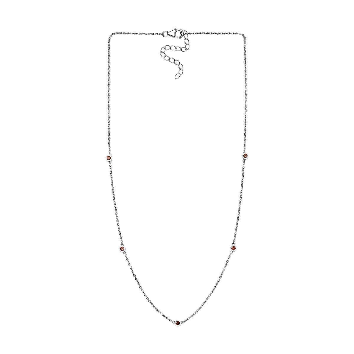 Luxuriant Lab Grown Red Diamond (IR) 0.35 ctw Firelight Station Necklace 20 Inches in Rhodium Over Sterling Silver image number 3